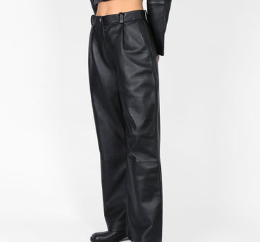 Leather Wide Leg Trousers