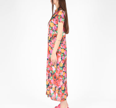 Mesh Maxi Dress With Split In Dreamy Bloom