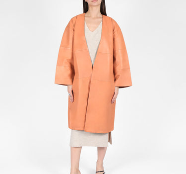 Leather Duster Coat Peach