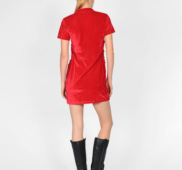 Tie Up Velvet Mini Dress In Berry