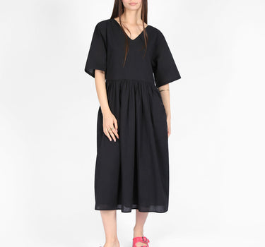Woven Midi Dress In Black