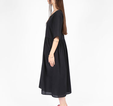 Woven Midi Dress In Black