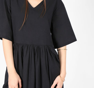 Woven Midi Dress In Black
