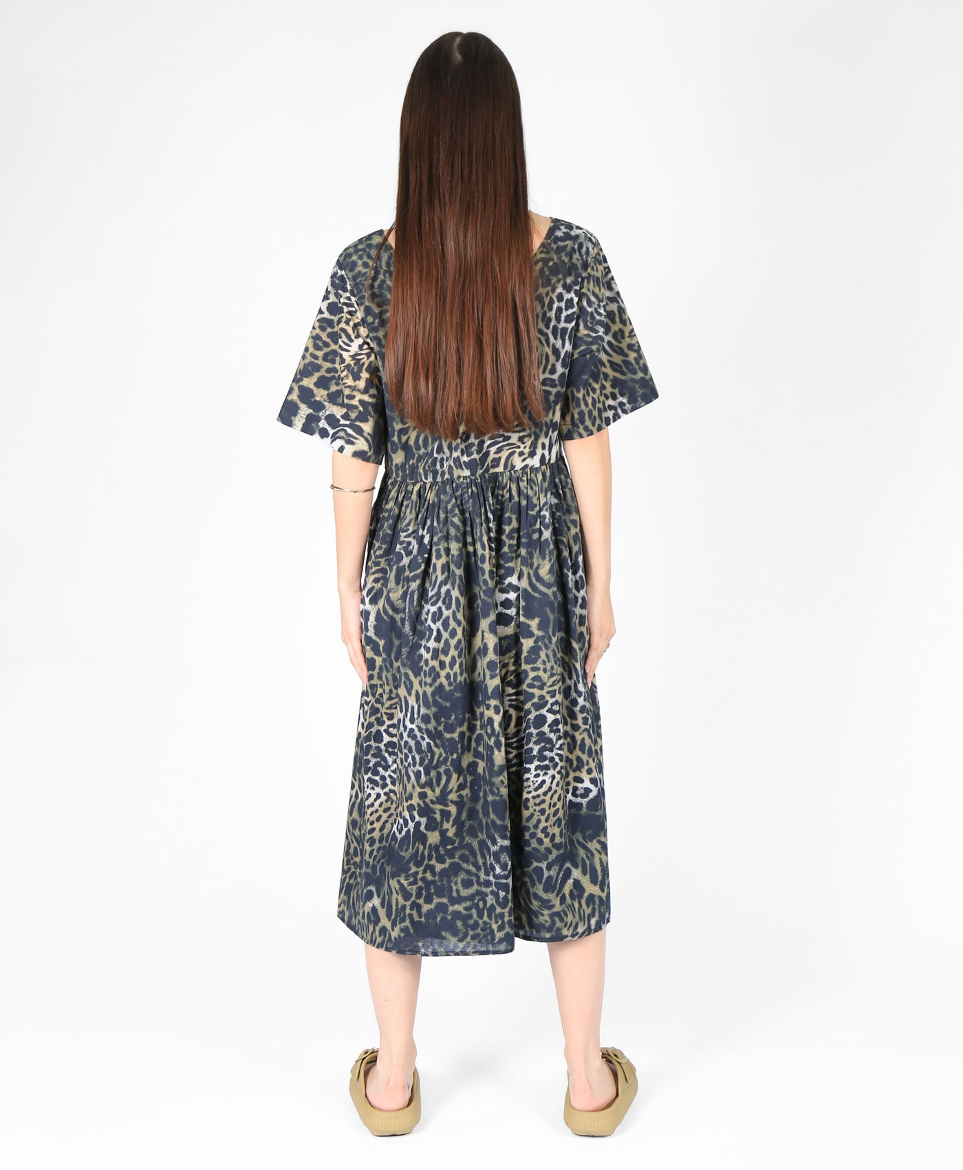 Woven Midi Dress In Leopard