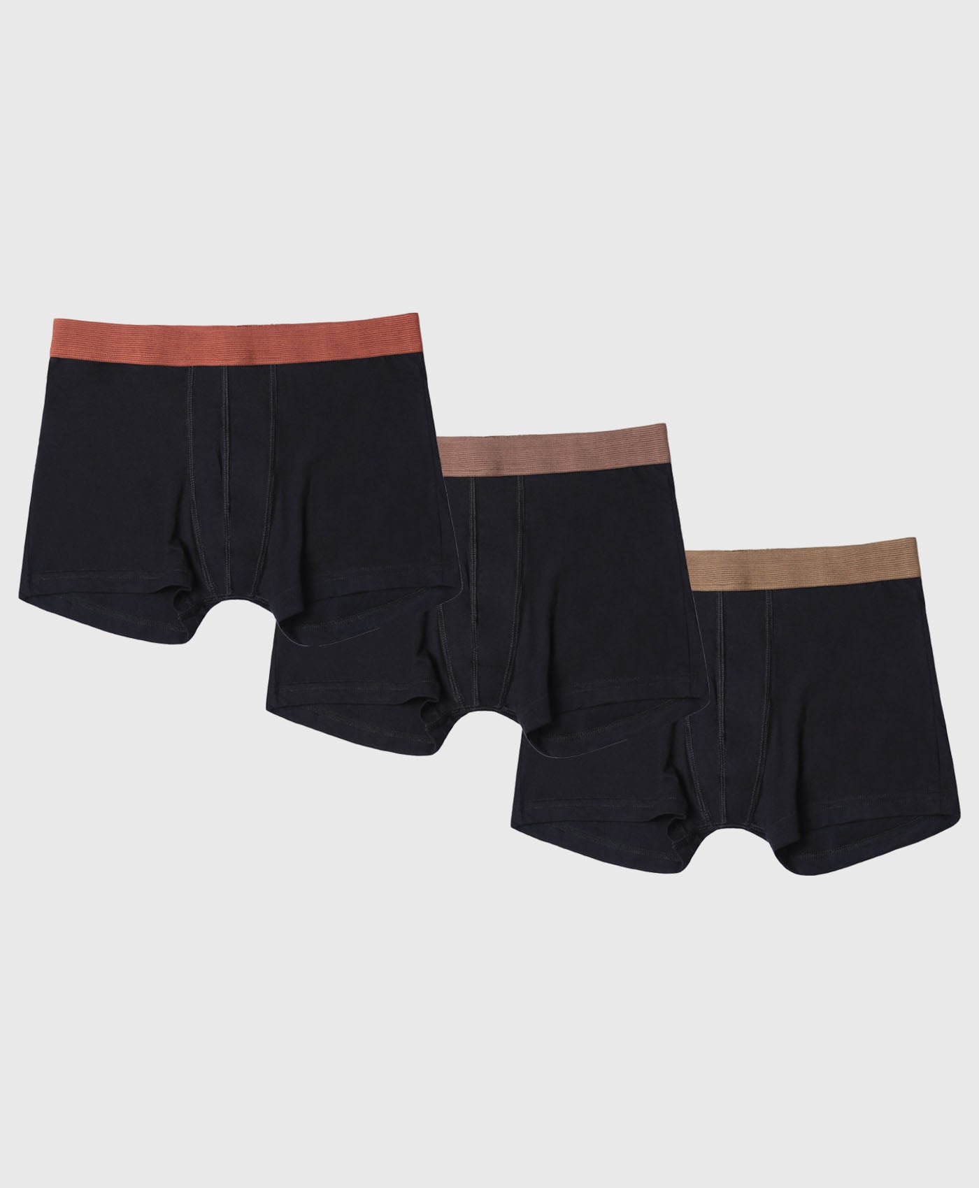 3 Pack Boxer Briefs With Colour Waistband In Black And Red