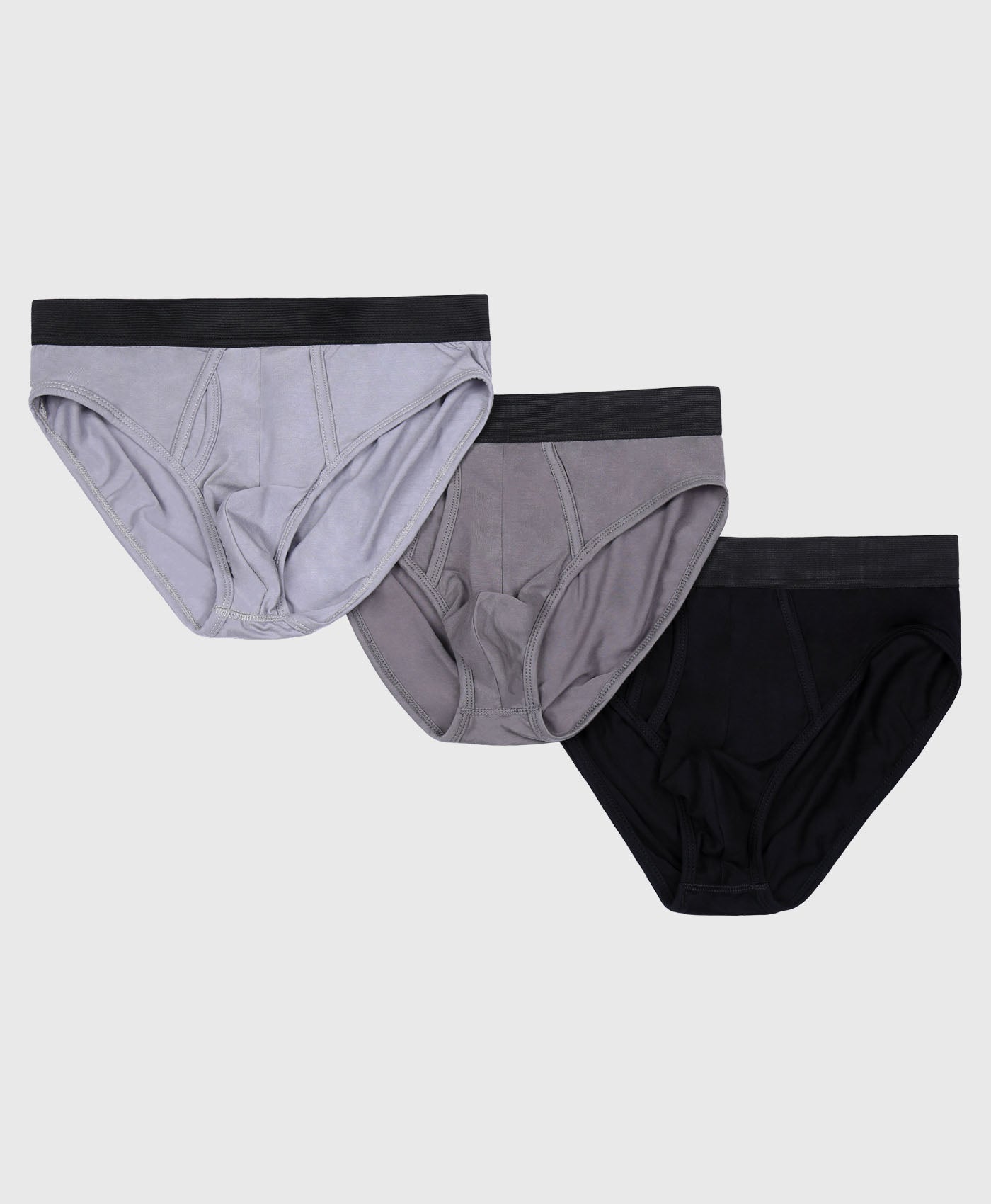 3 Pack Briefs In Black And Charcoal
