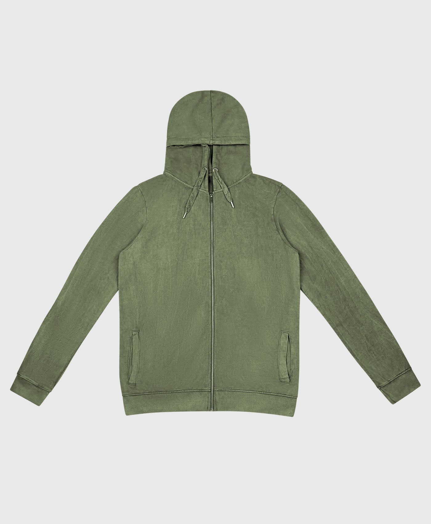 Amir Acid Wash Zip Up Hoodie In Khaki