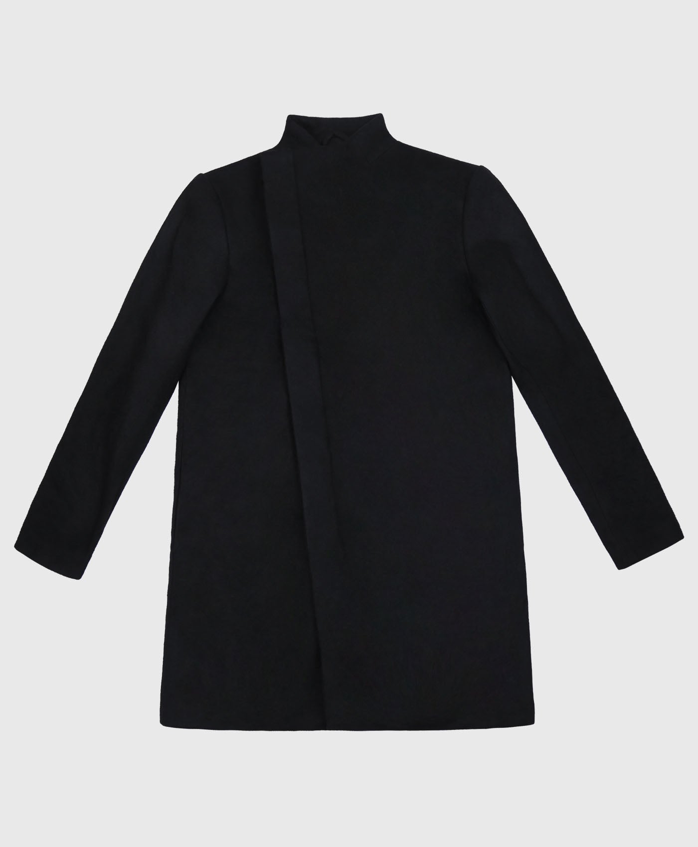 Asymmetric Overcoat In Black