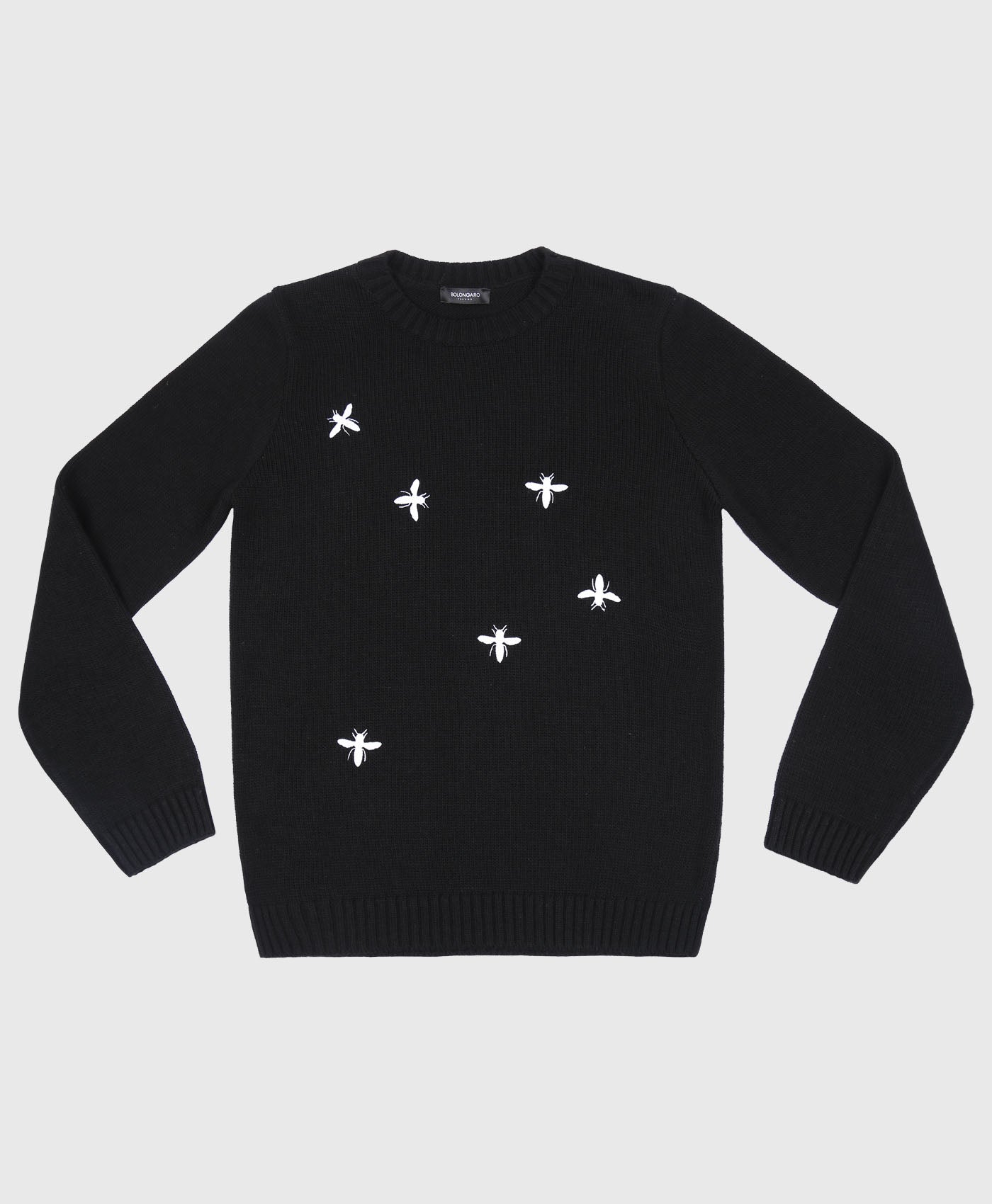 Bee Embroidered Crew Neck Jumper In Black