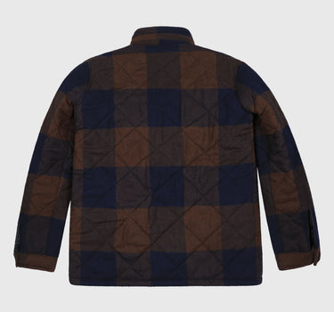 Checked Quilted Collared Jacket In Brown
