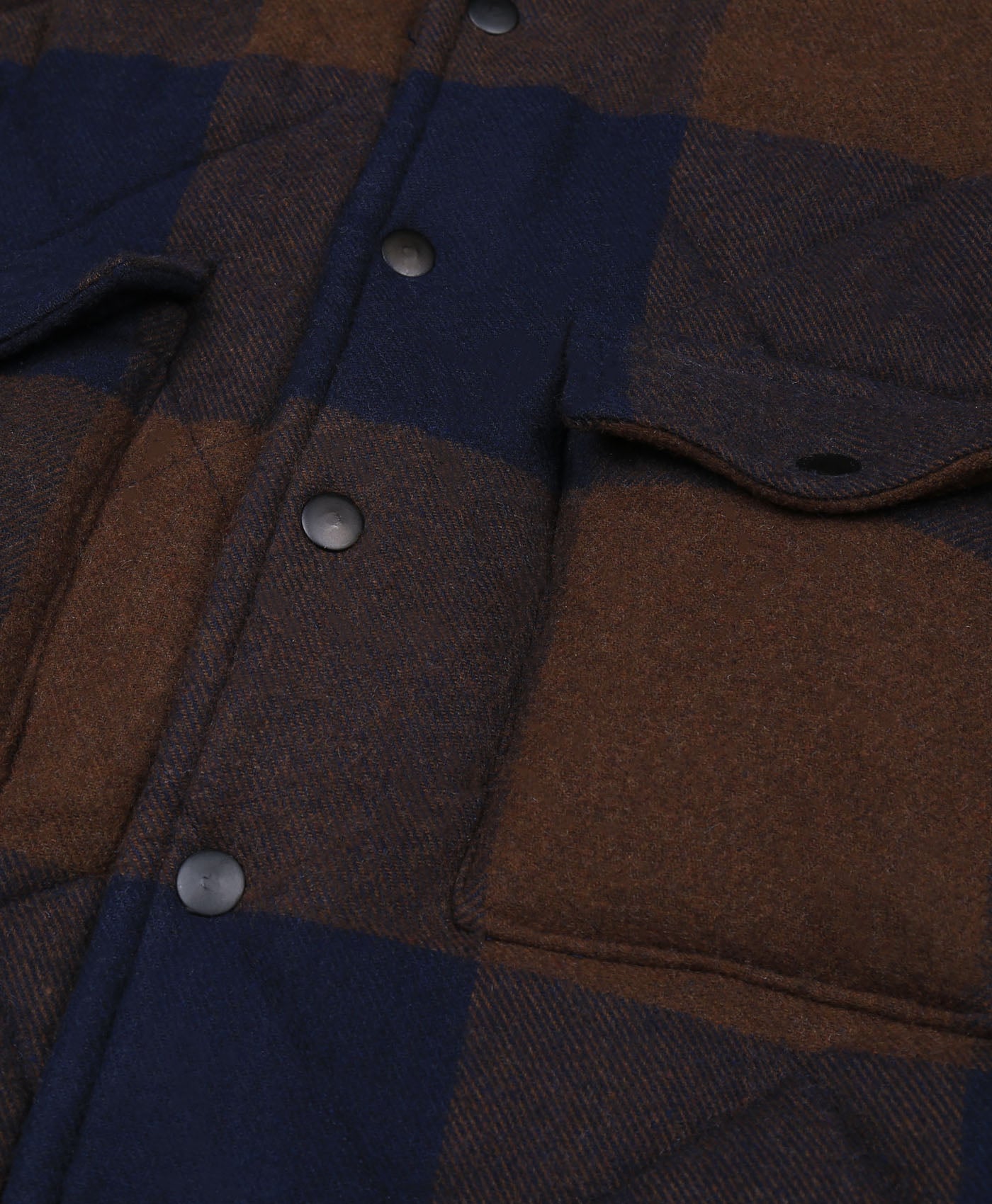 Checked Quilted Collared Jacket In Brown