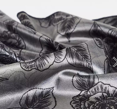 Rose Floral Pocket Square In Dark Grey