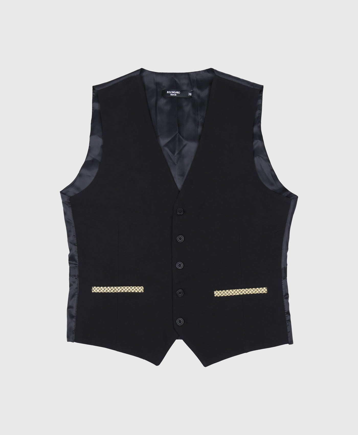 Waistcoat In Black With Gold Contrast Pockets