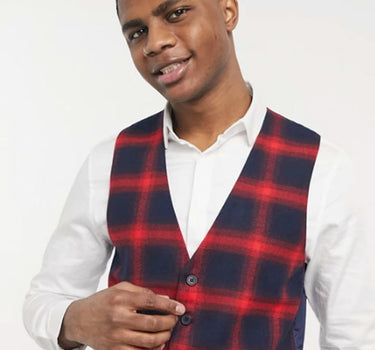 Buffalo Check Super Skinny Waistcoat