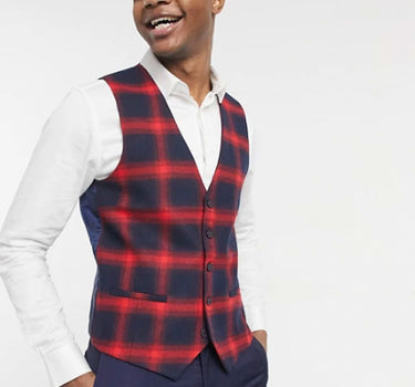 Buffalo Check Super Skinny Waistcoat