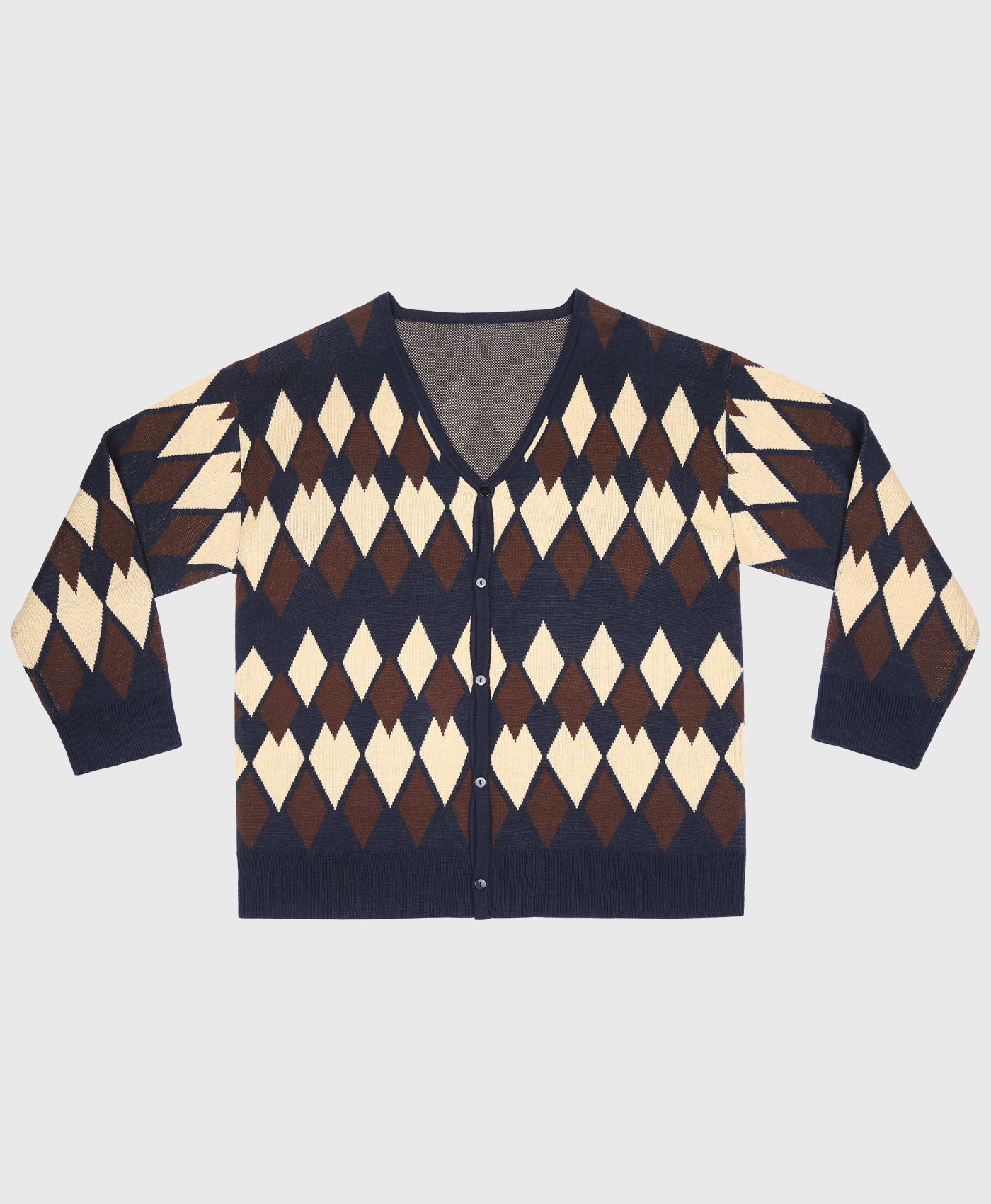 Cardigan In Brown Argyle Design