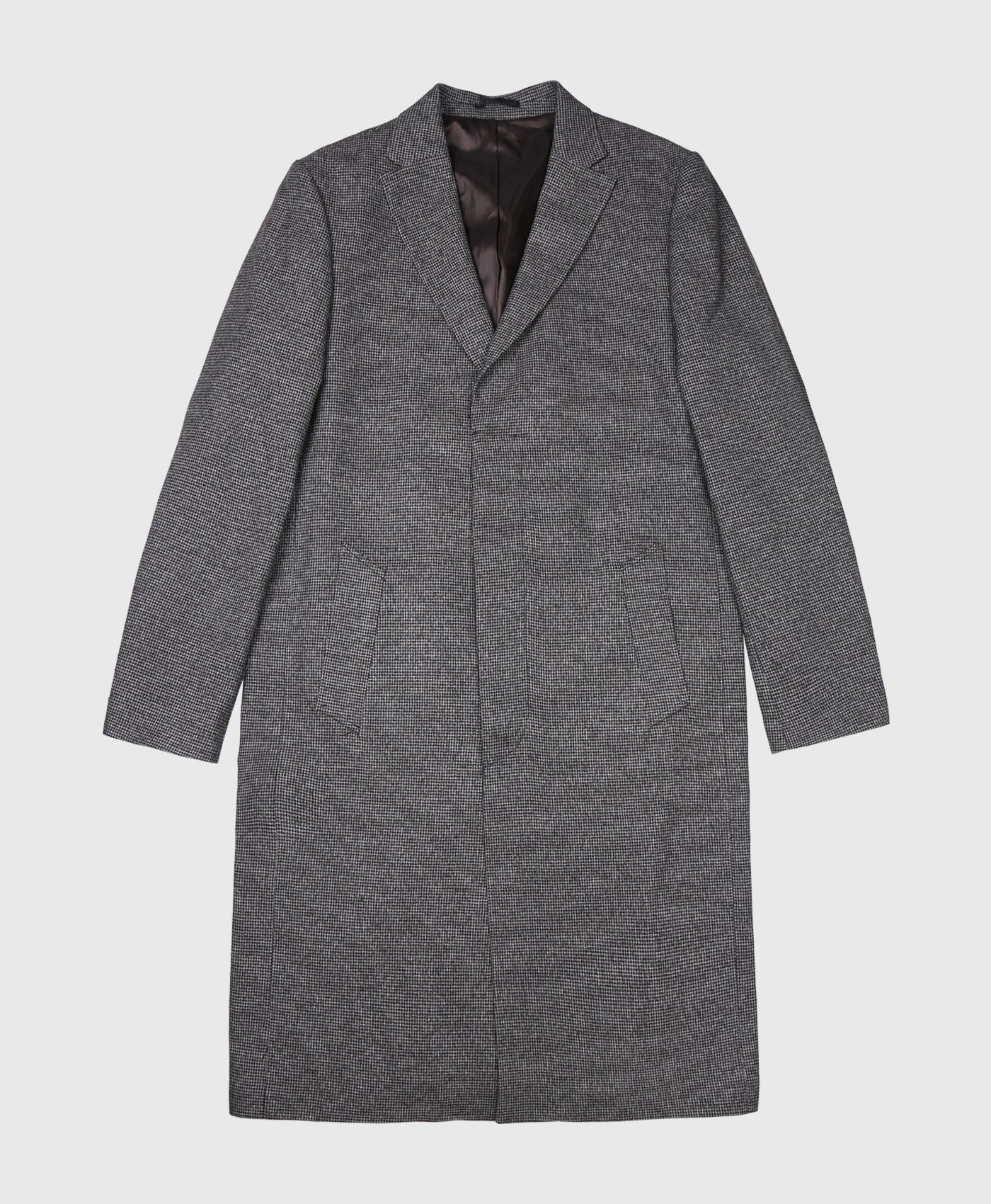 Concealed Placket Check Duster Coat In Brown Check