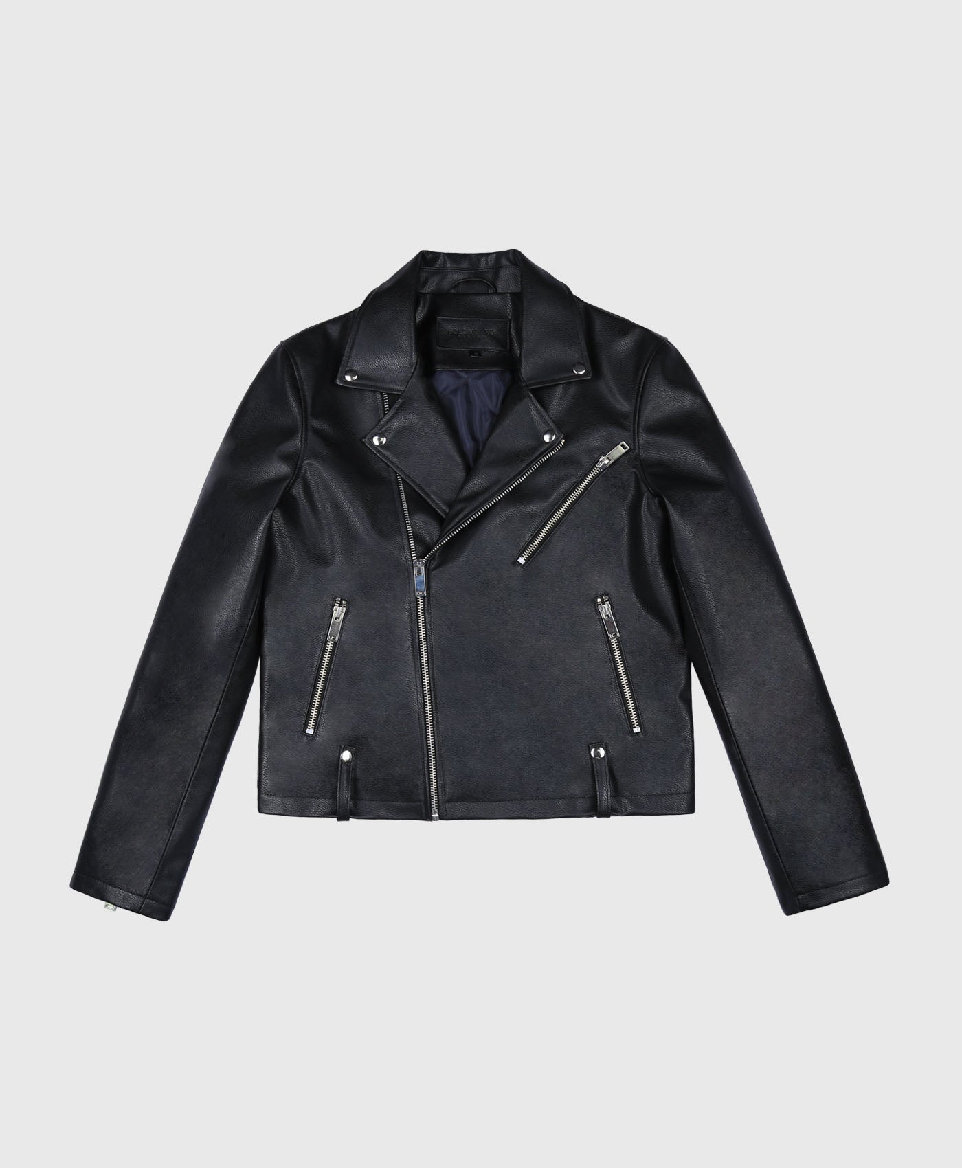 Faux Leather Biker In Black