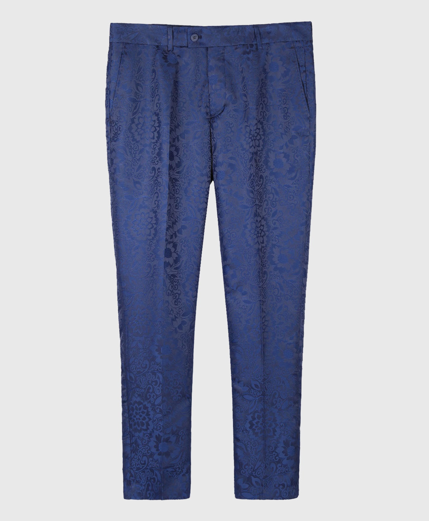 Floral Satin Navy Trousers