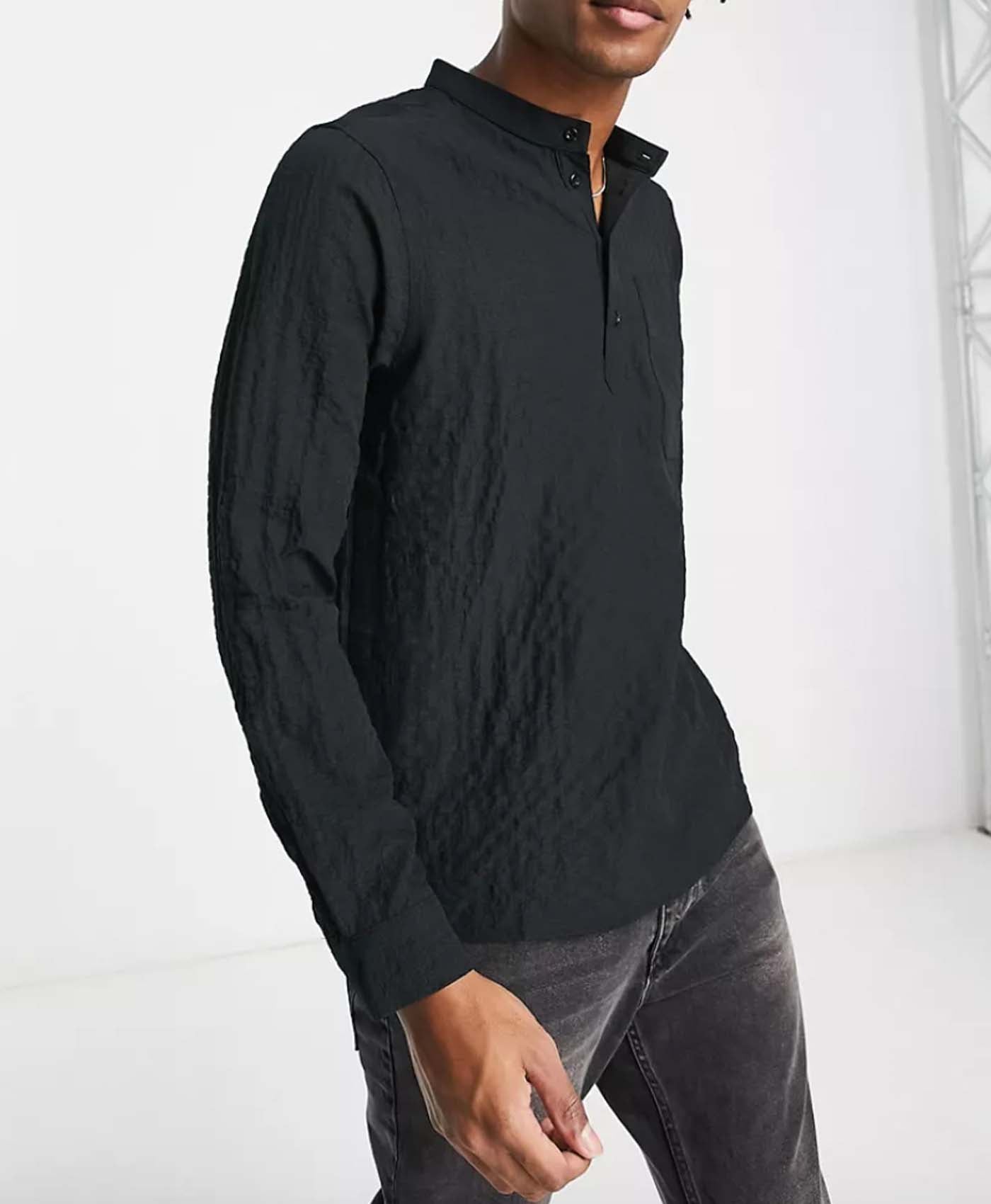 Grandad Shirt In Black