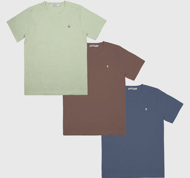 3 Pack Lounge T-Shirts in Blue Green and Brown