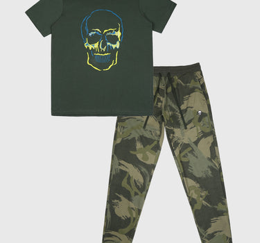Lounge Set in Khaki Graphic Skeleton Print