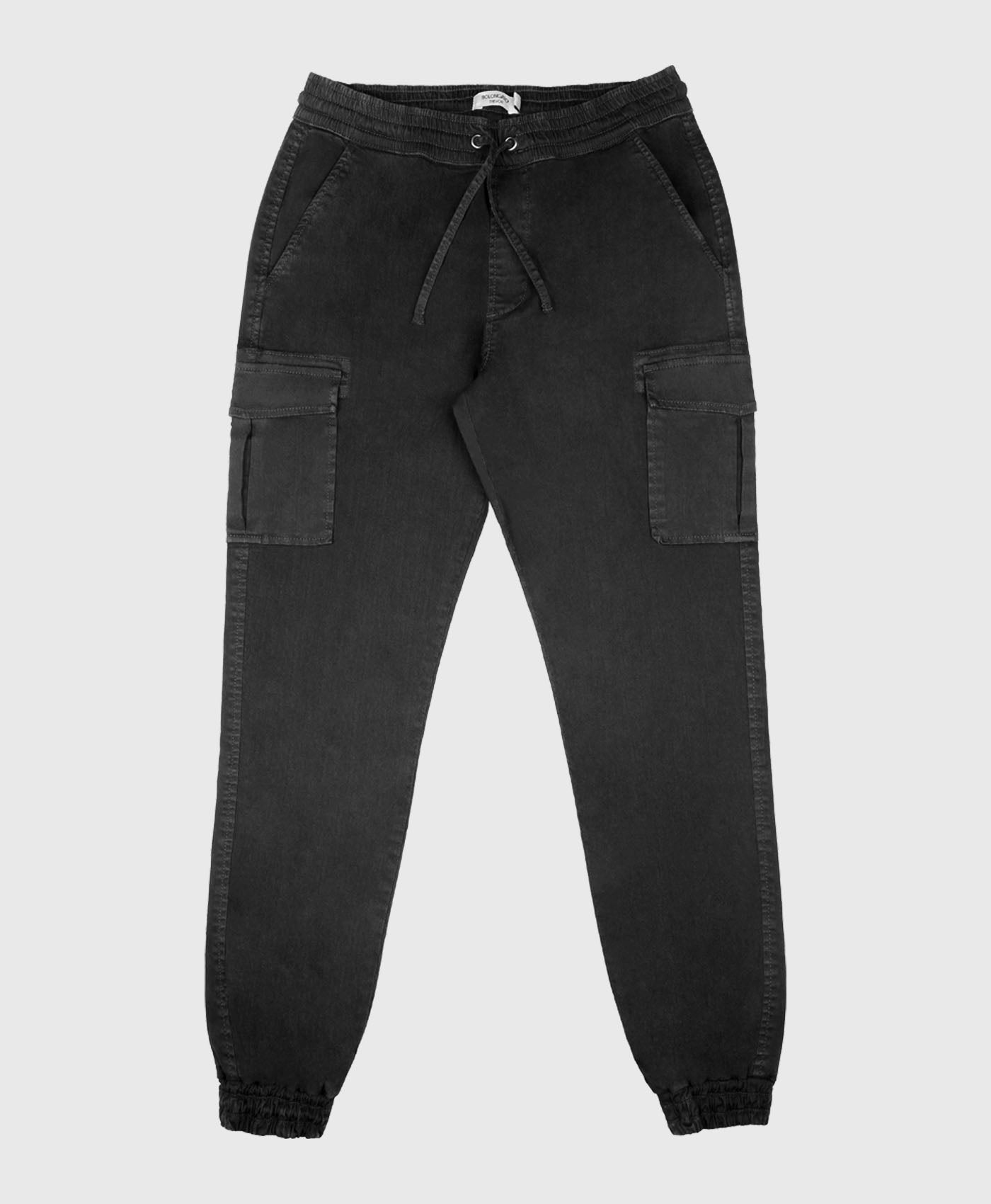 Skinny Fit Cargo Cuffed Trousers In Black