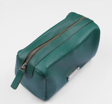 Green Leather Wash Bag