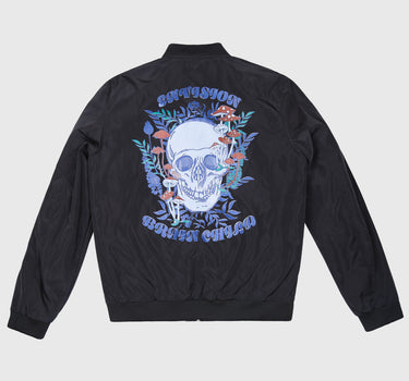 Nylon Bomber With Skull Back Print