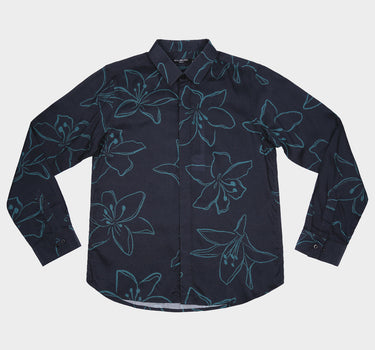 Long Sleeve Floral Shirt Black and Green