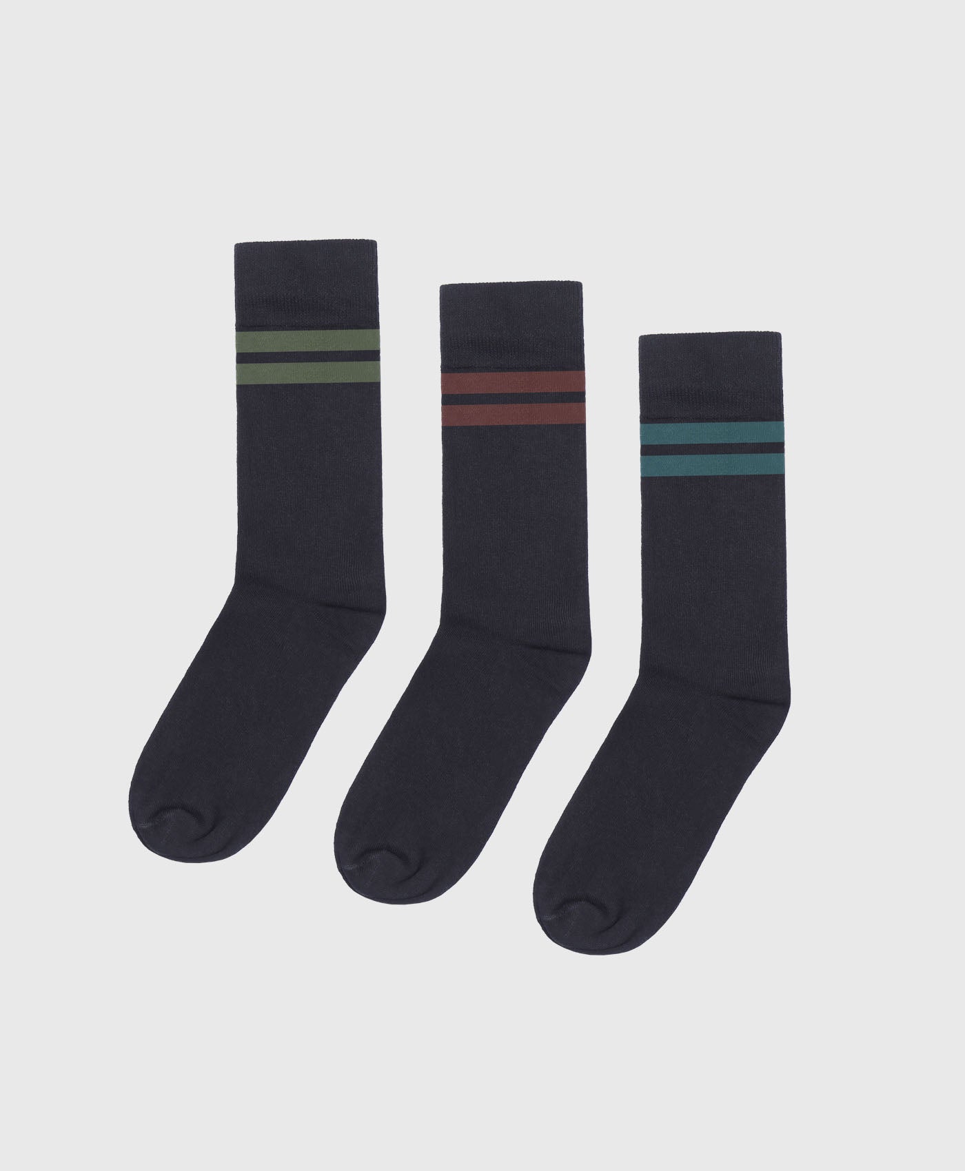 3 Pack Stripe Socks In Black Red And Blue