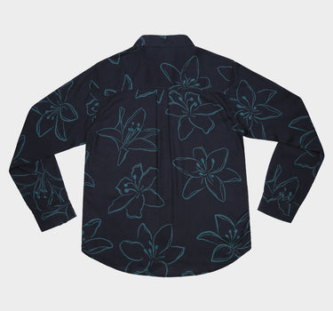 Long Sleeve Floral Shirt Black and Green