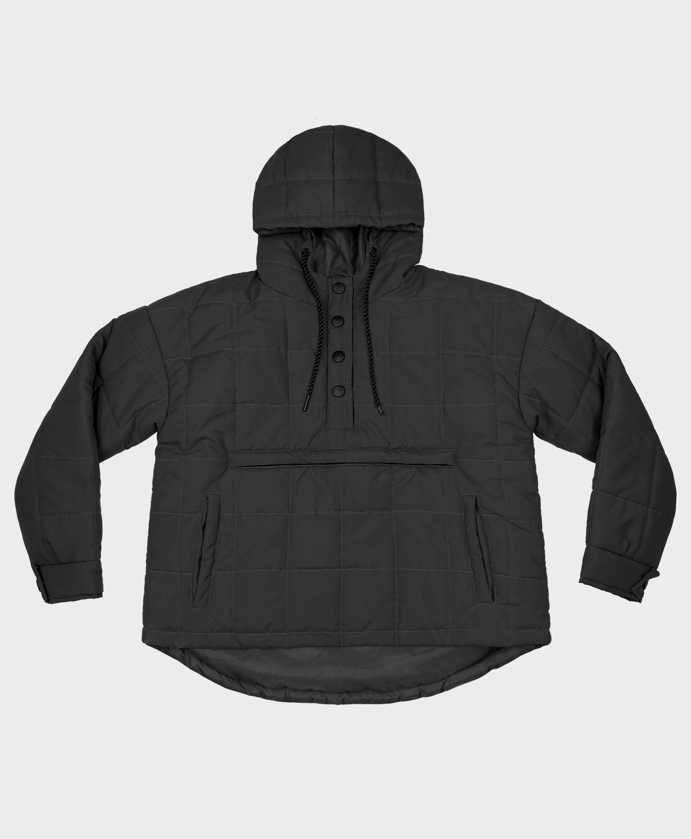 Quilted Pull Over Cotton Jacket Black