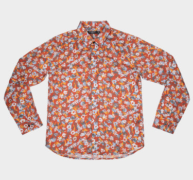 Long Sleeve Floral Shirt Navy and Orange