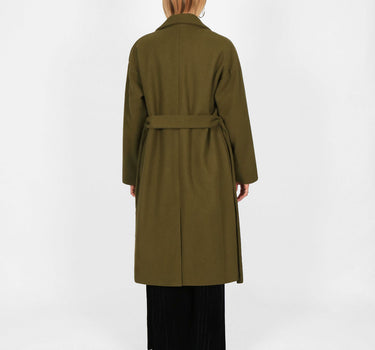 Classic Belted Wool Coat in Khaki