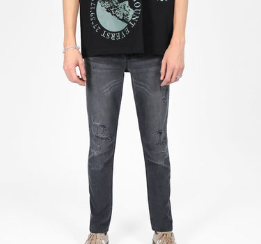 Distressed Skinny Fit Jeans In Grey