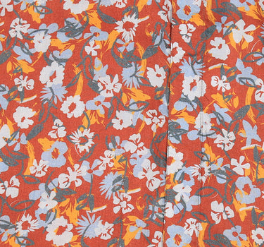 Long Sleeve Floral Shirt Navy and Orange