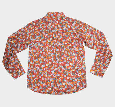 Long Sleeve Floral Shirt Navy and Orange