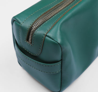 Green Leather Wash Bag