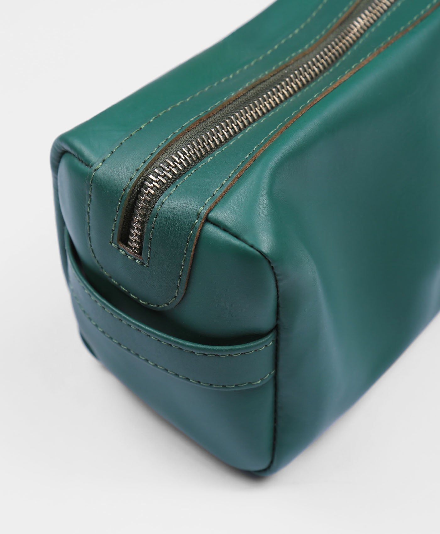 Green Leather Wash Bag