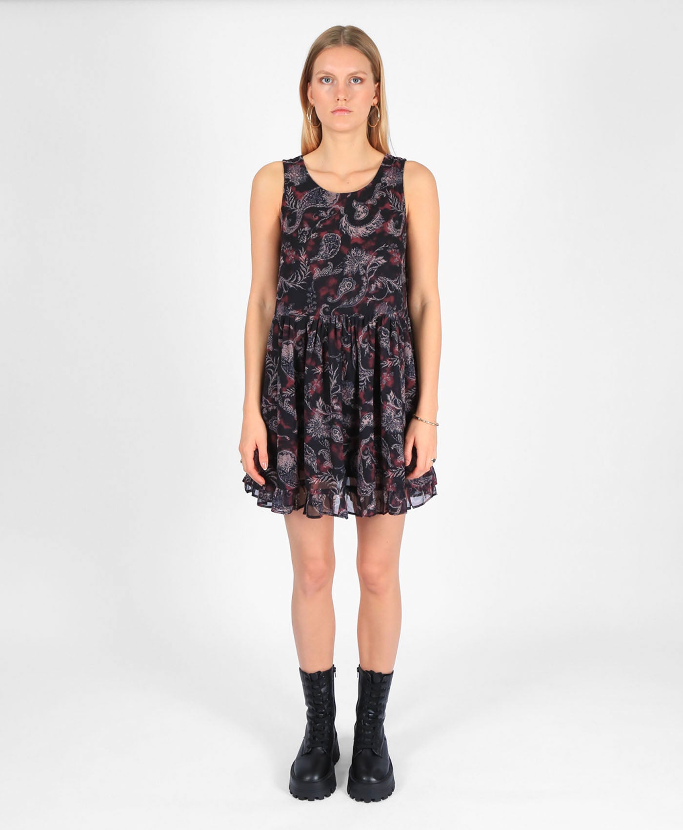 Printed Sleeveless Smock Dress In Multi