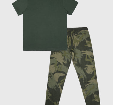 Lounge Set in Khaki Graphic Skeleton Print