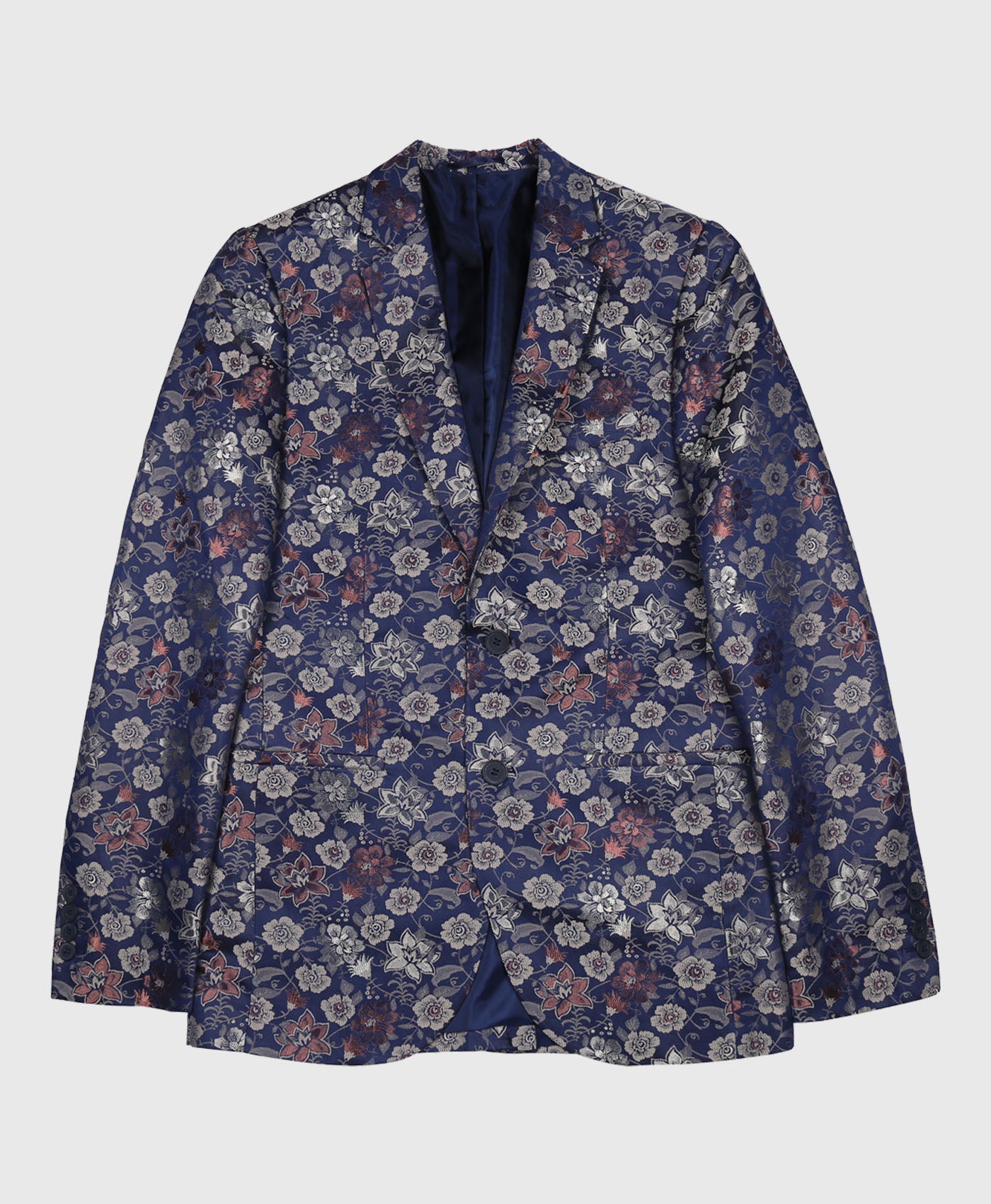 Jacquard Floral Print Suit Jacket In Multi