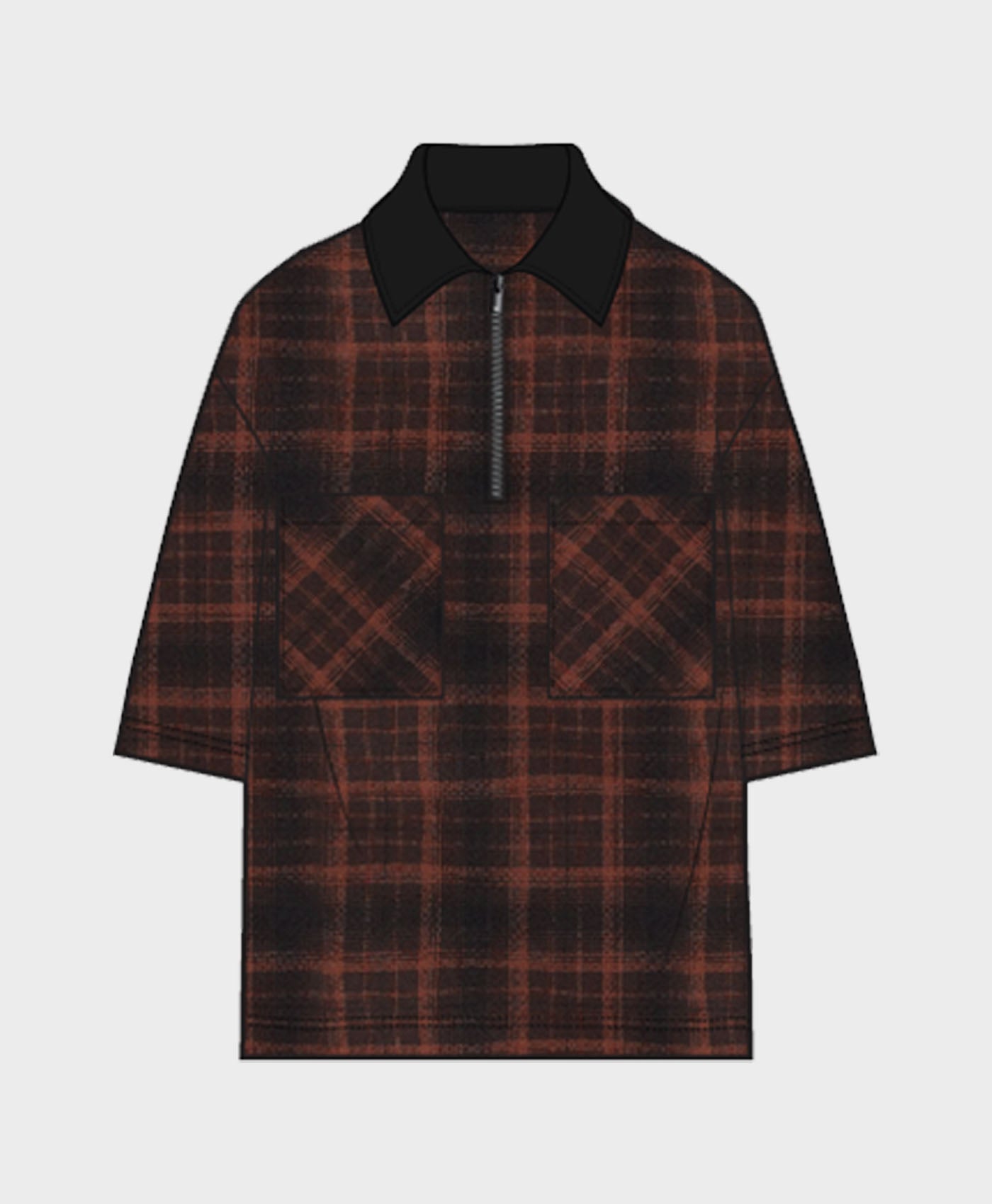 Oversized Cotton Check Polo In Black And Rust