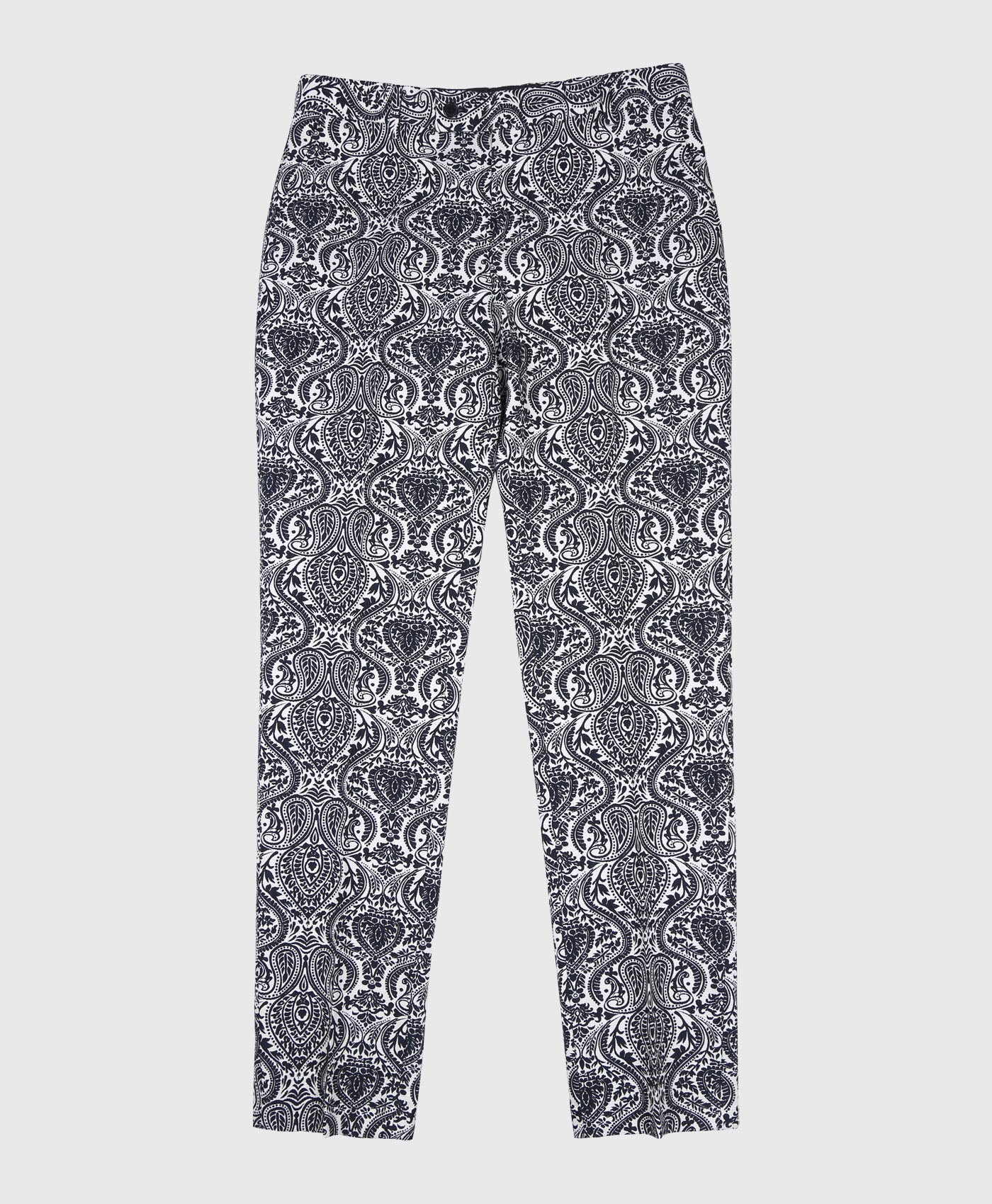Paisley Print Suit Trouser In Navy And Cream