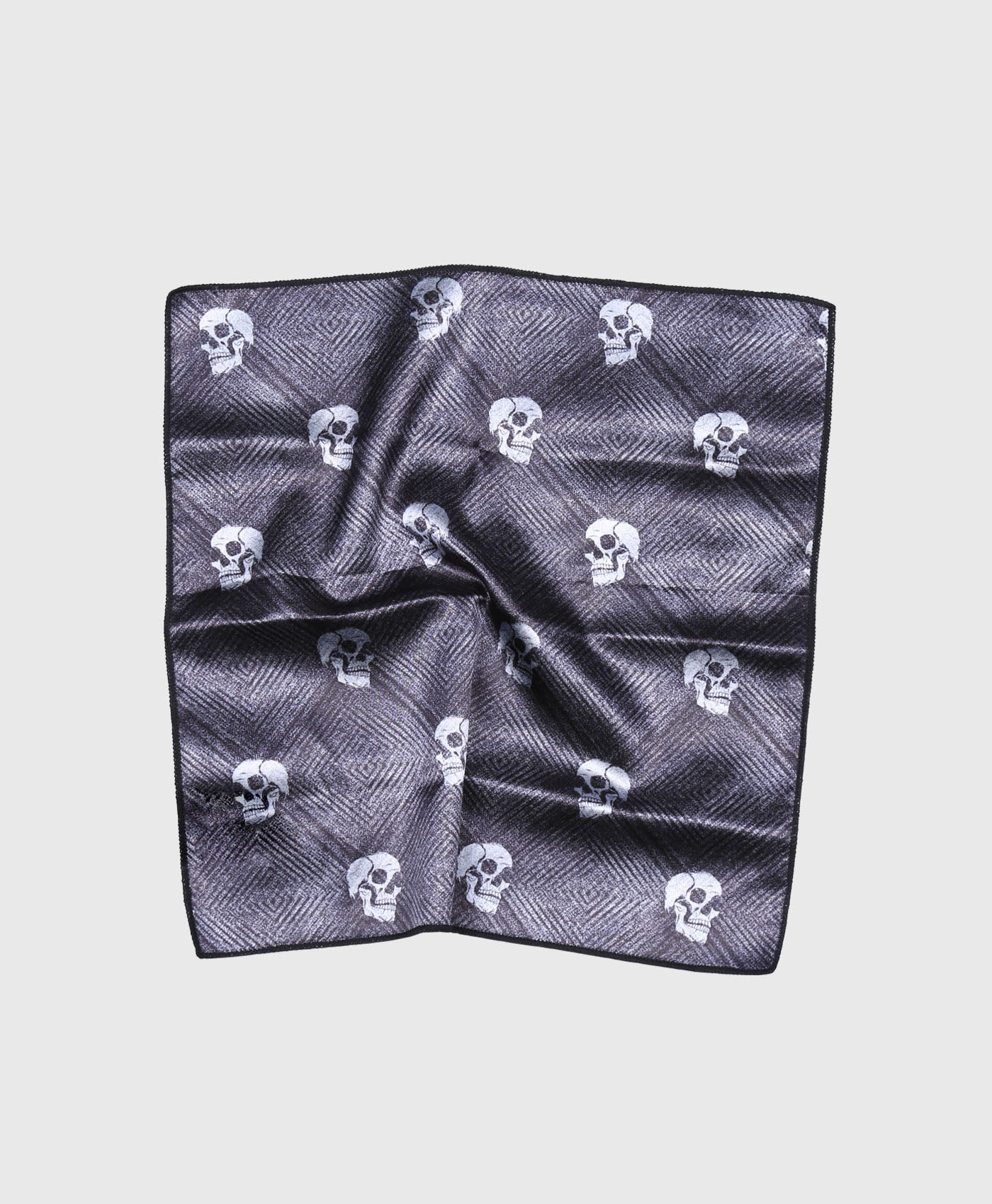 Pocket Square In Ripple Skull Black