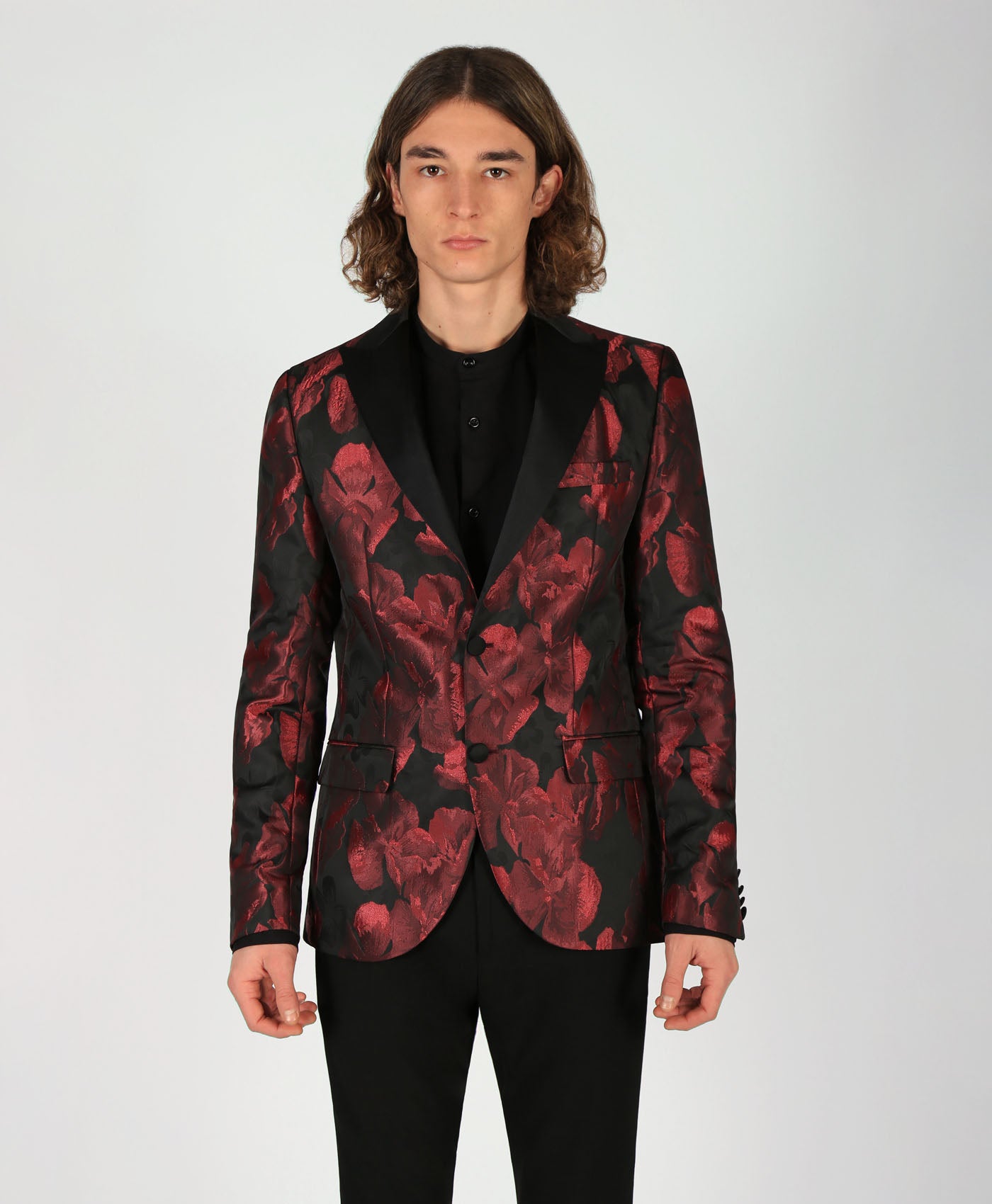 Red Floral Skinny Blazer