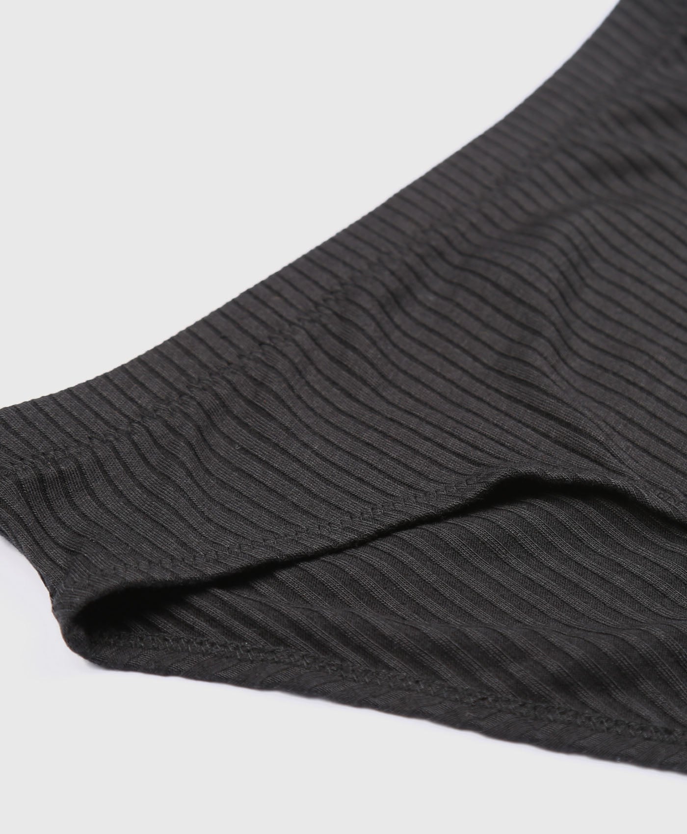 Black Ribbed Jersey High Leg Brief