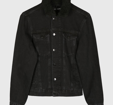 Boxy Shearling Denim Jacket