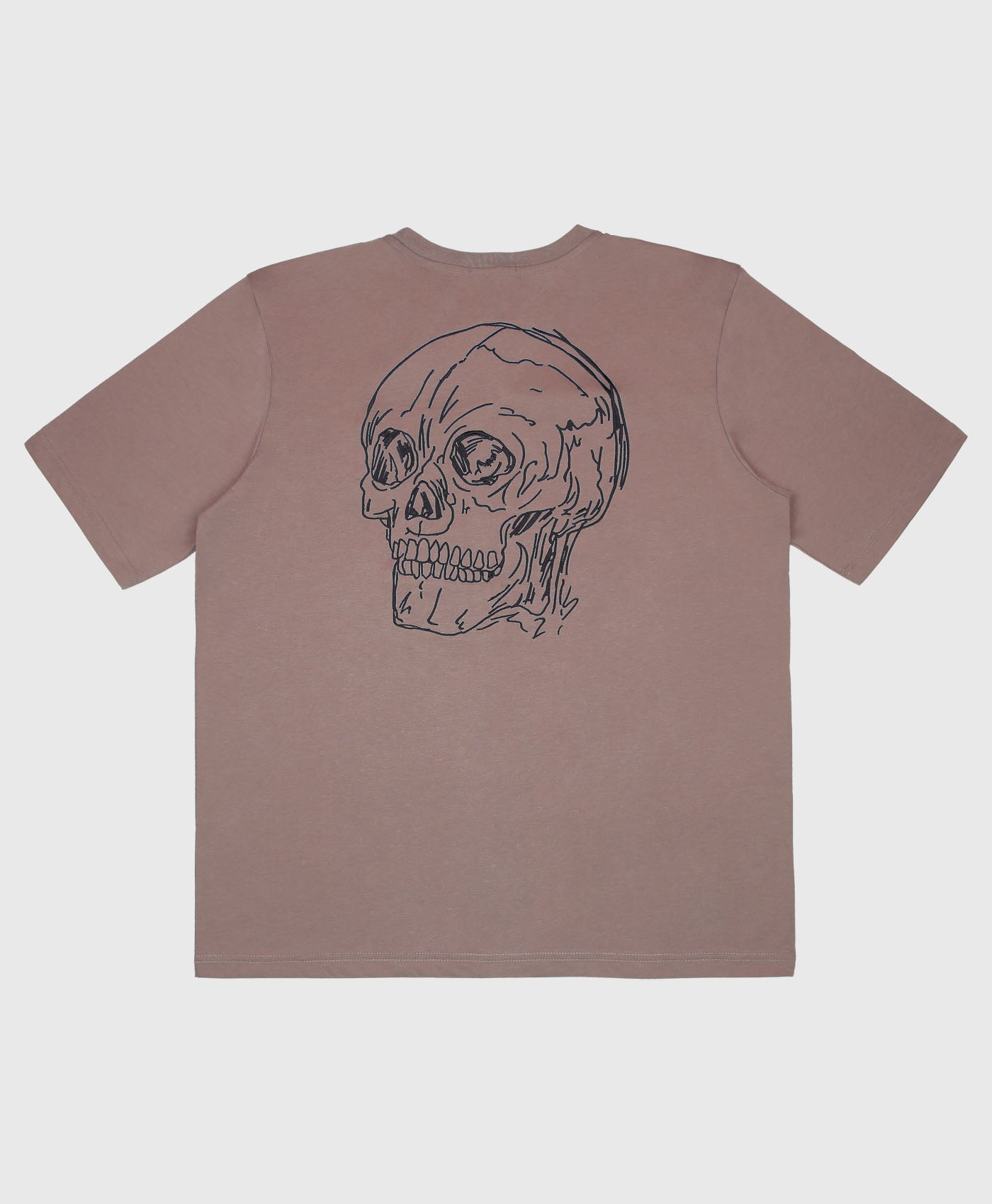 Short Sleeve T-shirt In Mauve With Scribble Skull In Black